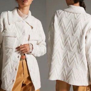Anthropologie Cream Teddy Jacket